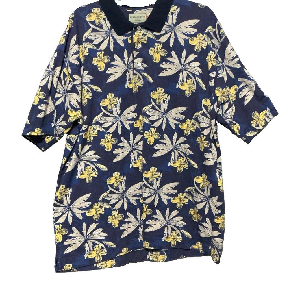 Vintage Cutter & Buck Tropical Floral Polo Shirt SZ XL Retro Golf Vacation Sport